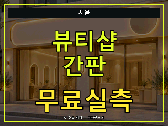 서울 뷰티샵 간판 무료실측 안내 썸네일 · AI 연출 배경