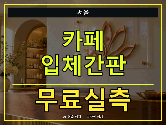 서울 카페 입체간판 무료실측 안내 썸네일 · AI 연출 배경