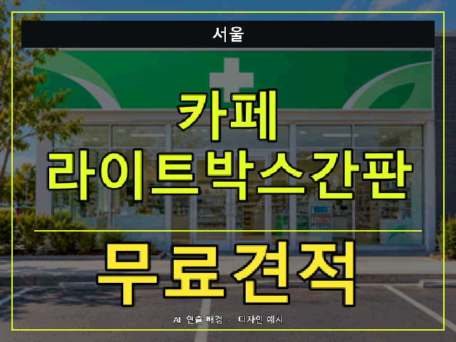 서울 카페 라이트박스간판 무료견적 안내 썸네일 · AI 연출 배경