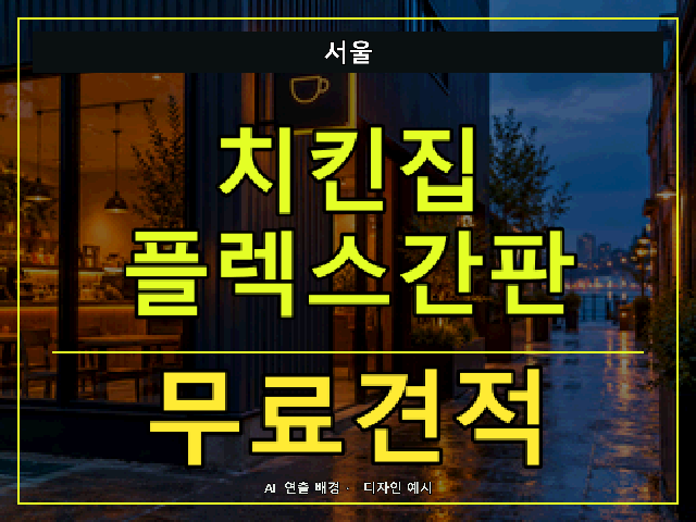 서울 치킨집 플렉스간판 무료견적 안내 썸네일 · AI 연출 배경
