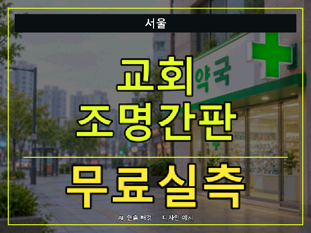 서울 교회 조명간판 무료실측 안내 썸네일 · AI 연출 배경