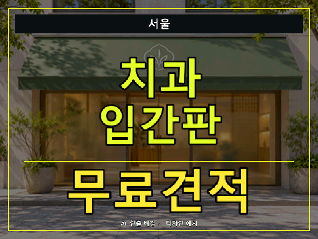 서울 치과 입간판 무료견적 안내 썸네일 · AI 연출 배경