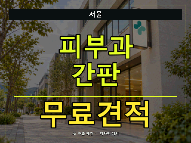 서울 피부과 간판 무료견적 안내 썸네일 · AI 연출 배경