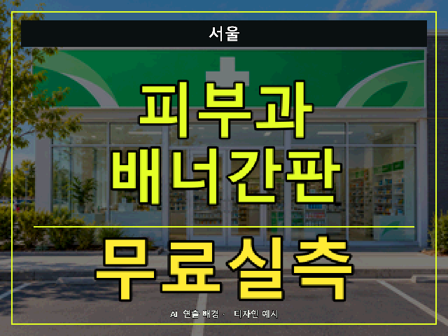 서울 피부과 배너간판 무료실측 안내 썸네일 · AI 연출 배경