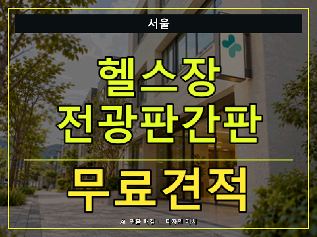 서울 헬스장 전광판간판 무료견적 안내 썸네일 · AI 연출 배경