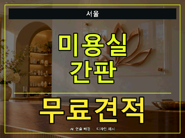 서울 미용실 간판 무료견적 안내 썸네일 · AI 연출 배경