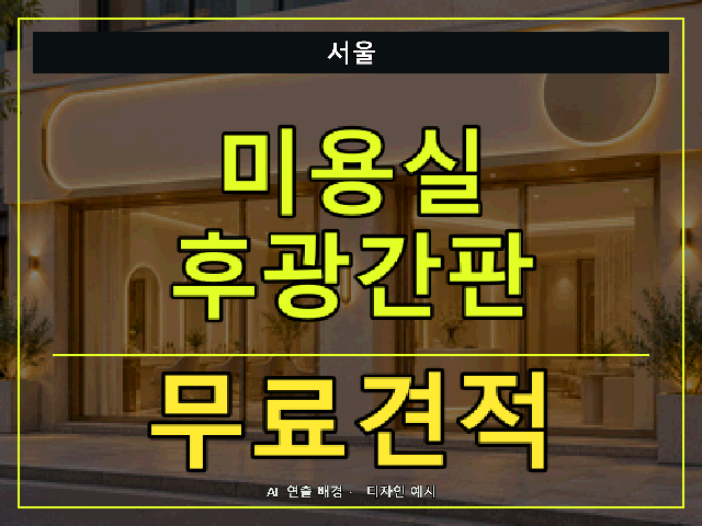 서울 미용실 후광간판 무료견적 안내 썸네일 · AI 연출 배경