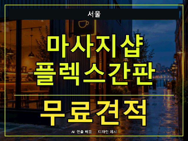 서울 마사지샵 플렉스간판 무료견적 안내 썸네일 · AI 연출 배경