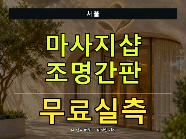 서울 마사지샵 조명간판 무료실측 안내 썸네일 · AI 연출 배경