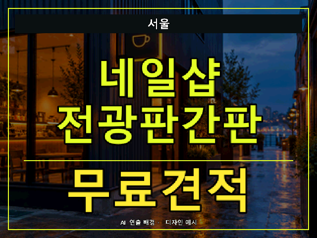 서울 네일샵 전광판간판 무료견적 안내 썸네일 · AI 연출 배경