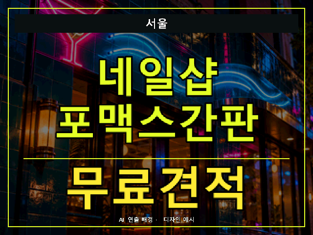 서울 네일샵 포맥스간판 무료견적 안내 썸네일 · AI 연출 배경