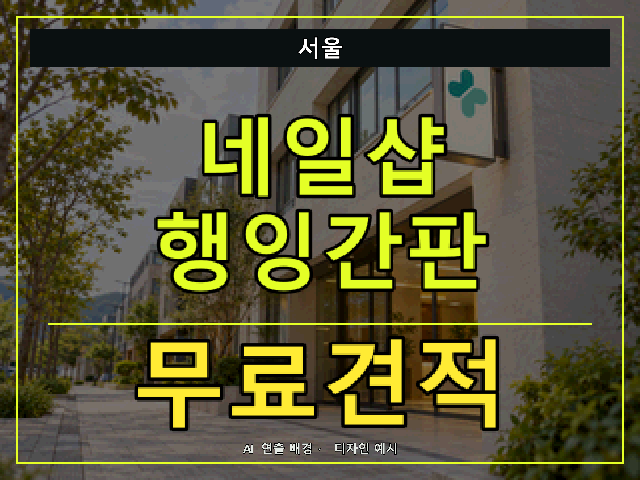 서울 네일샵 행잉간판 무료견적 안내 썸네일 · AI 연출 배경
