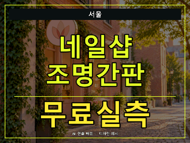 서울 네일샵 조명간판 무료실측 안내 썸네일 · AI 연출 배경