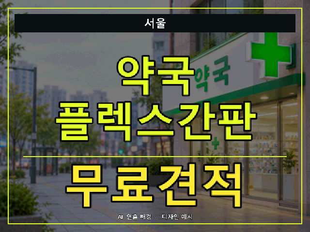 서울 약국 플렉스간판 무료견적 안내 썸네일 · AI 연출 배경