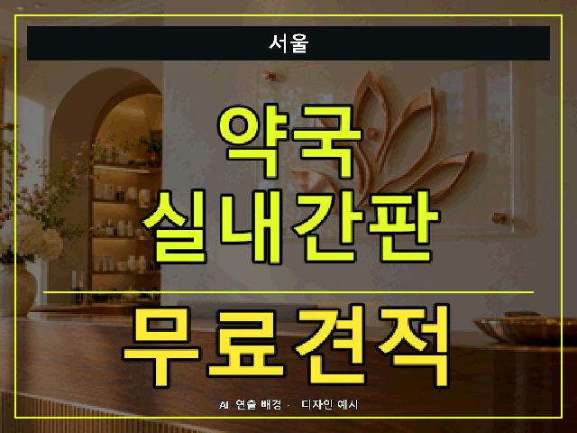 서울 약국 실내간판 무료견적 안내 썸네일 · AI 연출 배경