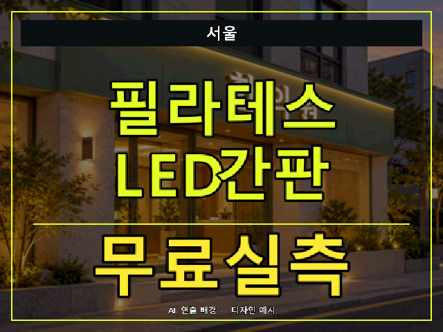 서울 필라테스 LED간판 무료실측 안내 썸네일 · AI 연출 배경