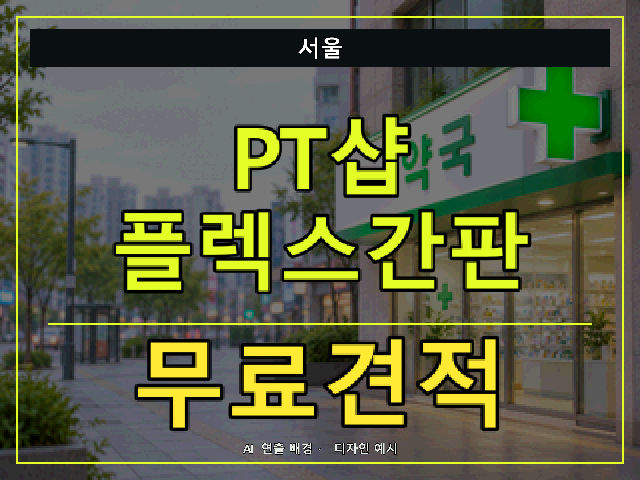 서울 PT샵 플렉스간판 무료견적 안내 썸네일 · AI 연출 배경
