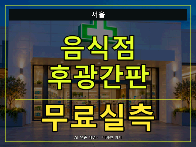 서울 음식점 후광간판 무료실측 안내 썸네일 · AI 연출 배경