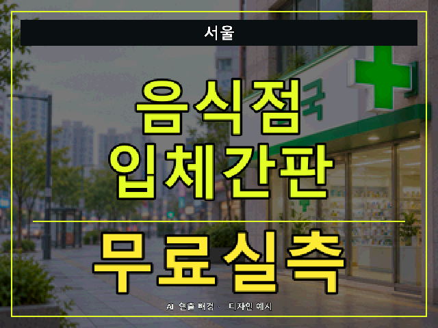서울 음식점 입체간판 무료실측 안내 썸네일 · AI 연출 배경