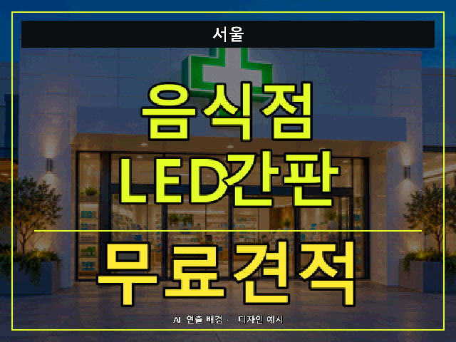 서울 음식점 LED간판 무료견적 안내 썸네일 · AI 연출 배경