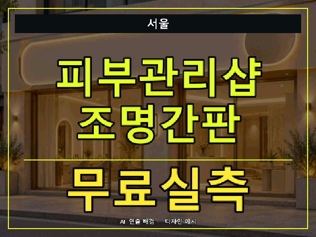 서울 피부관리샵 조명간판 무료실측 안내 썸네일 · AI 연출 배경
