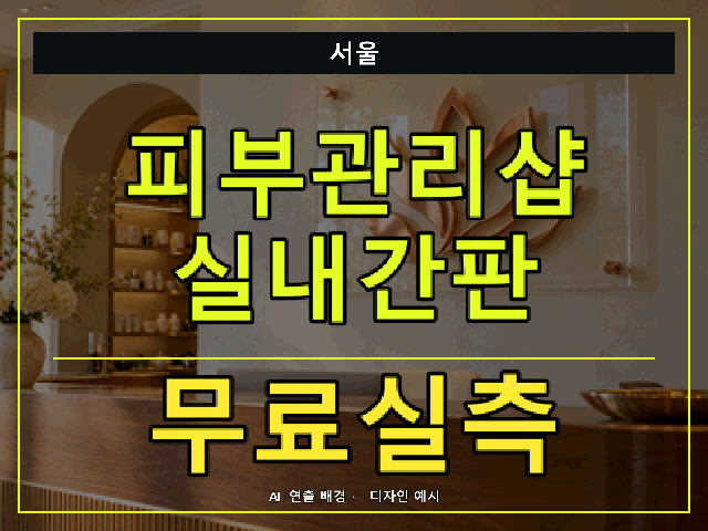 서울 피부관리샵 실내간판 무료실측 안내 썸네일 · AI 연출 배경