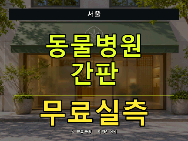 서울 동물병원 간판 무료실측 안내 썸네일 · AI 연출 배경