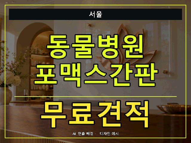서울 동물병원 포맥스간판 무료견적 안내 썸네일 · AI 연출 배경