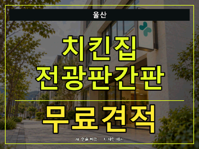 울산 치킨집 전광판간판 무료견적 안내 썸네일 · AI 연출 배경
