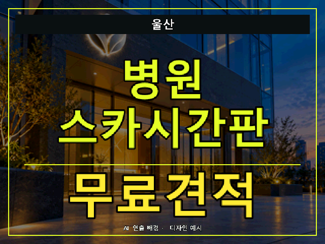 울산 병원 스카시간판 무료견적 안내 썸네일 · AI 연출 배경