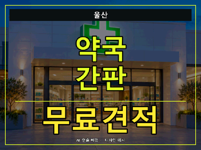 울산 약국 간판 무료견적 안내 썸네일 · AI 연출 배경