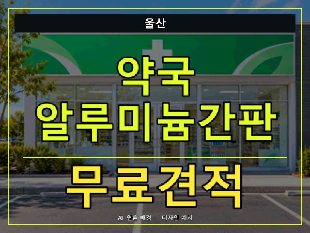 울산 약국 알루미늄간판 무료견적 안내 썸네일 · AI 연출 배경