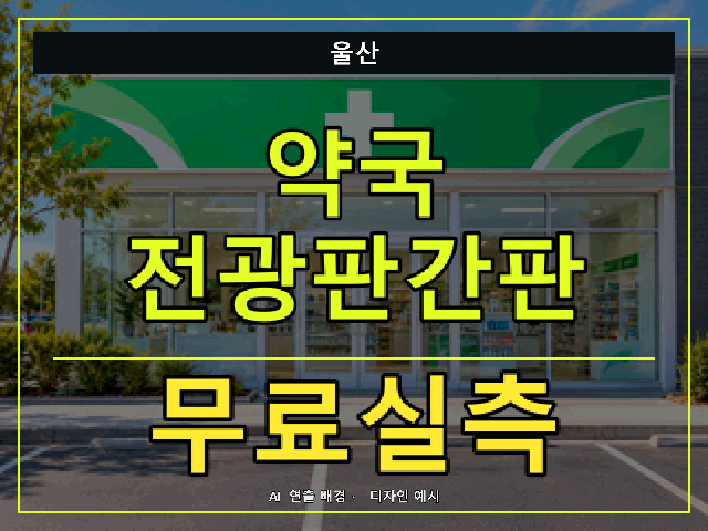 울산 약국 전광판간판 무료실측 안내 썸네일 · AI 연출 배경