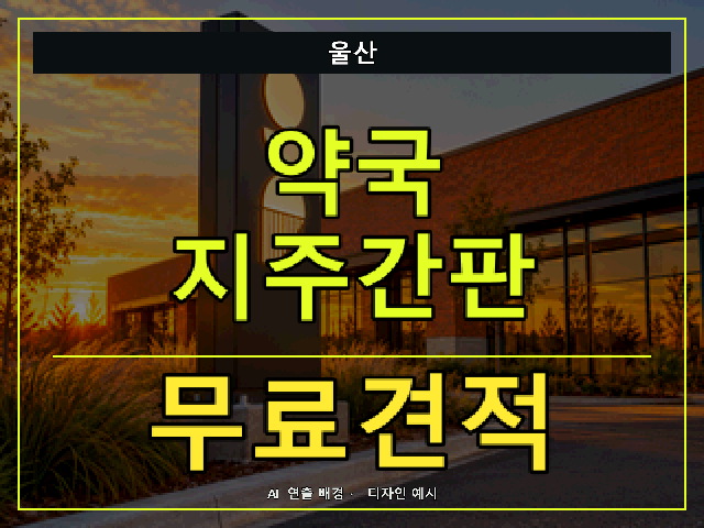 울산 약국 지주간판 무료견적 안내 썸네일 · AI 연출 배경