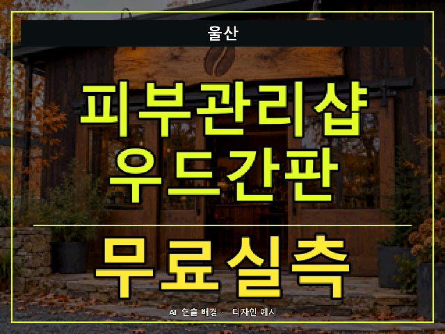 울산 피부관리샵 우드간판 무료실측 안내 썸네일 · AI 연출 배경
